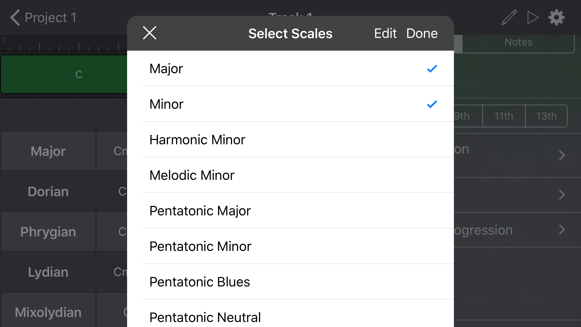 Modal Interchange with numerous Scales
