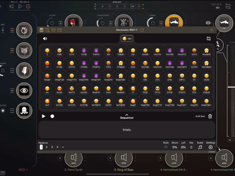 Fun, emoji-based progressions, guided by the Harmony Engine