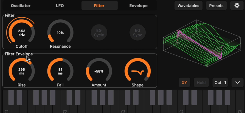Analog-Style Filter with Envelope Motion